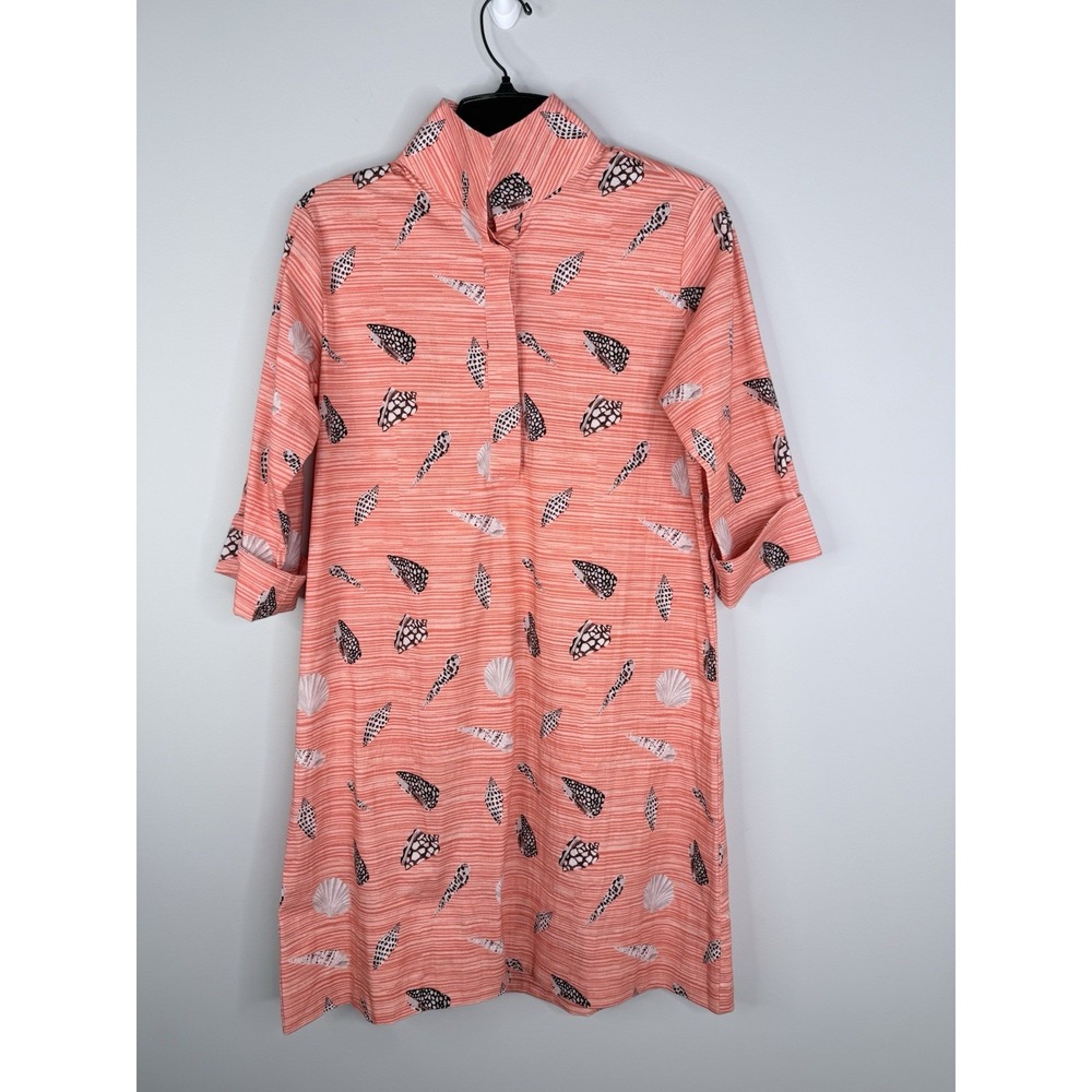 Holly Shae Arden Mini Dress in Coral Shell Grasscloth XS/S Coastal Beach Resort - Picture 2 of 7
